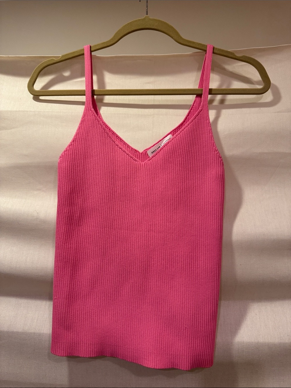 GREY LAB Pink Ribbed V-Neck Cami Size xs